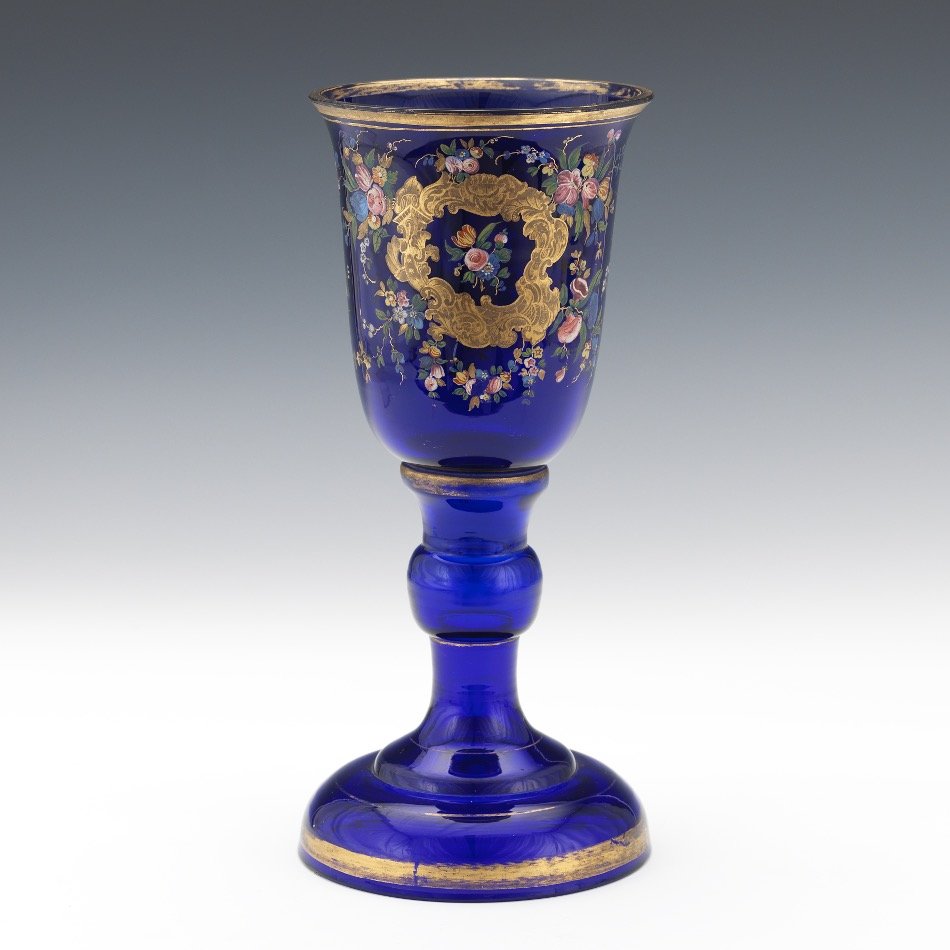 Large 19th Century Continental Cobalt Glass Chalice