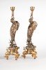 A Pair of Figural Bronze Stork Candlesticks by Jules Moigniez