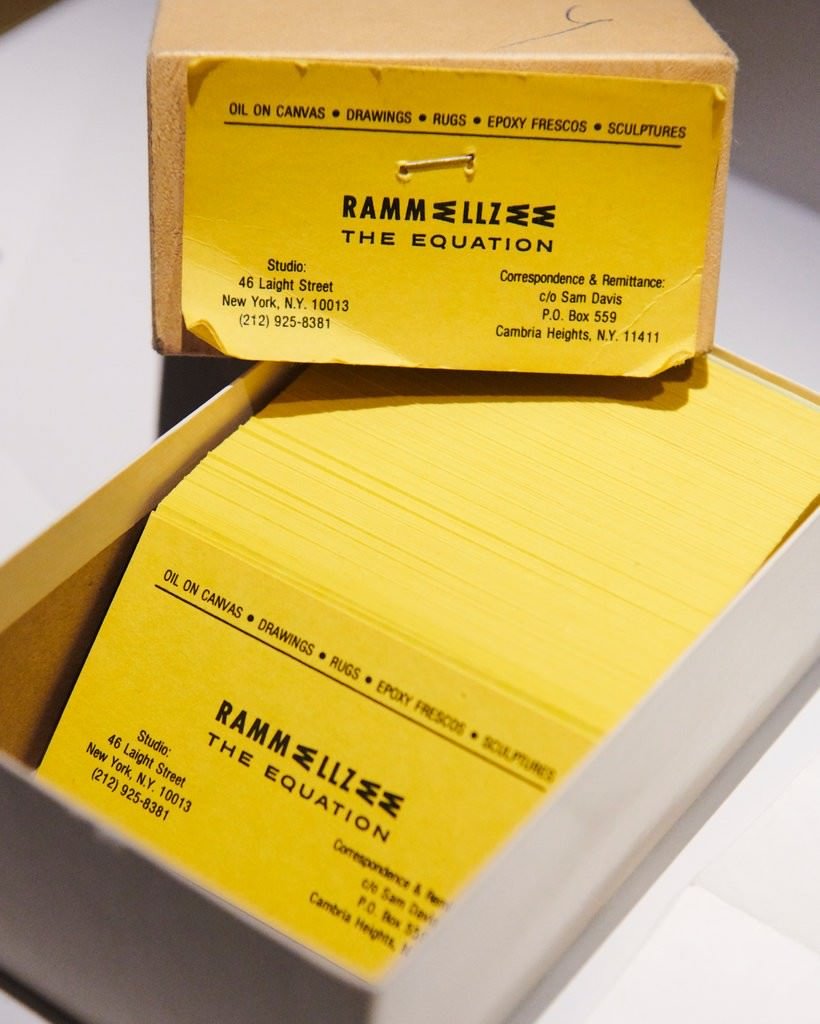 Rammellzee’s business cards on display at his show at Red Bull Arts New York.