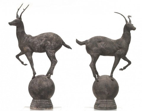 Pair of Cast Iron Antelope