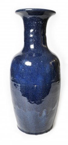 19th Century Chinese Flambé Cobalt Navy Blue Glazed Ceramic Vase
