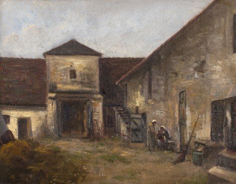 19th Century European Courtyard Scene