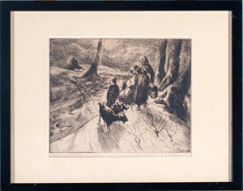 Woman, Boy and Goats by John Edward Costigan