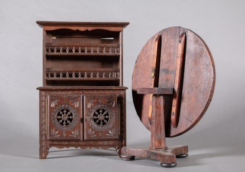 Two Pieces of Miniature Antique Furniture 