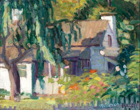 Impressionist Landscape, Cottage in the Woods, Late 19th Century American