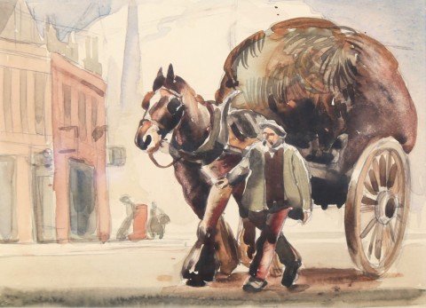 Farmer with Horse Drawn Haycart by Paul Ulen