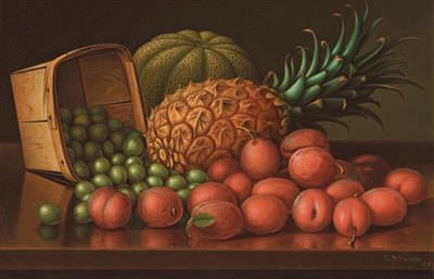 Still Life - Pineapples and Apricots by Levi Wells Prentice