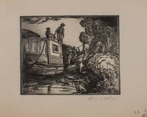 Figurative Landscape Etching in Paper Drawing: 