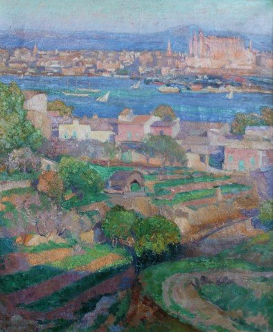 Mallorca with a view of La Catedral de Palma by Abel G. Warshawsky