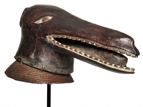 African Ekoi Ejagham Leather Mask, Nigeria