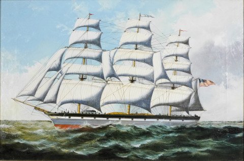 The Clipper Mary Lee in High Seas by 19th Century American School