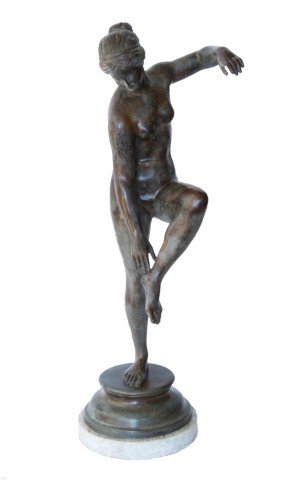 Figurative Bronze Sculpture on Marble Base Sculpture: 