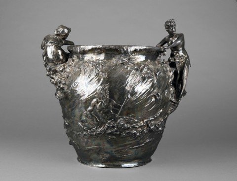 An Art Nouveau Silvered Figural Vase, c.1900