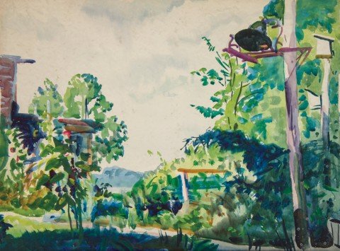 Landscape Watercolor on Paper Painting: 