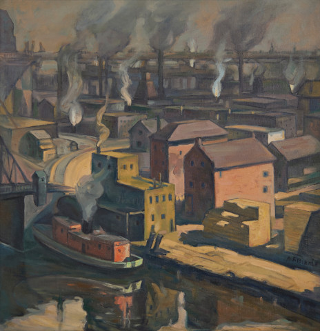 Fire Tug on the Cuyahoga River by August Frederick Biehle