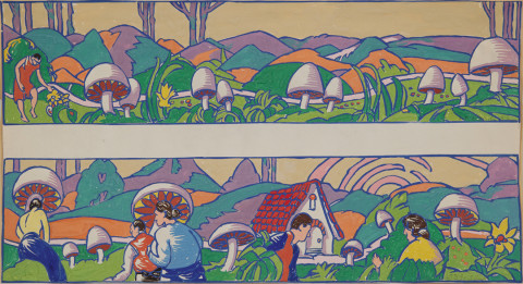 Mural Study with Mushrooms by August Frederick Biehle