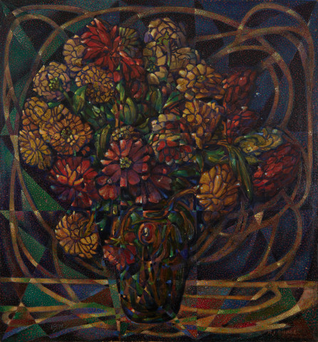 Still Life with Zinnias by August Frederick Biehle