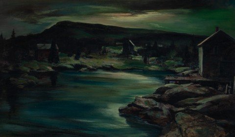 Landscape Oil on Masonite Painting: