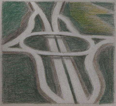 Landscape Colored Pencil on Paper Drawing: 