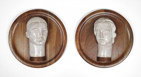 Male and Female Busts by Elmer Ladislaw Novotny