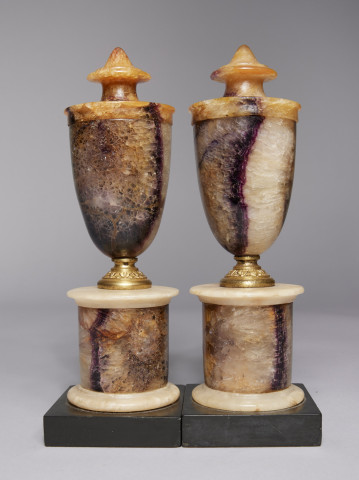 Pair of English Regency Blue John (Derbyshire Spar) Urns