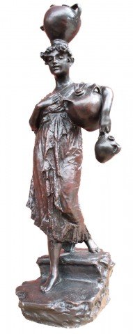 'Carefully Descending' Neapolitan Woman Carrying Wine Vessels by Francesco de Matteis
