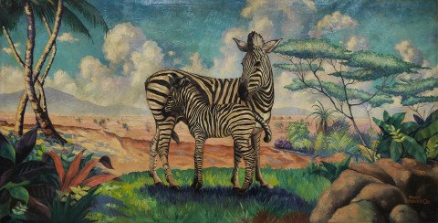 Zebra and Her Foal by Frank Eggleston