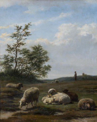 Sheep in Landscape by Frans Lebret