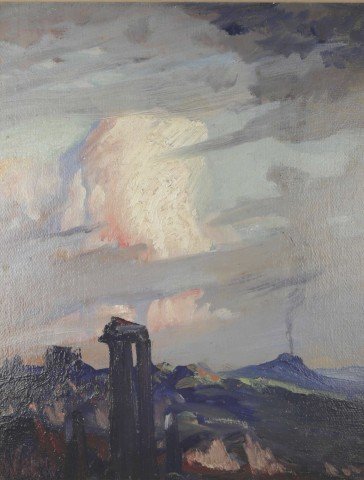 Romantic Landscape, View of Mt. Etna from Taormina by Henry George Keller