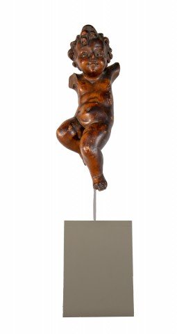 Figurative Carved Wood on Wooden Base Sculpture: