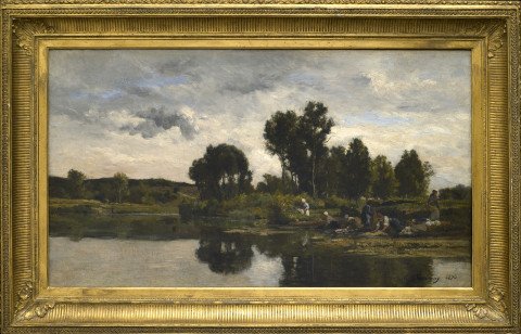 Les Lavandières au bords d'un ruisseau by Karl Pierre Daubigny