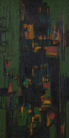Abstract in Green and Black by Leonard Lieb