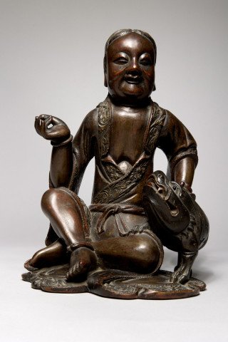 Seated Buddha with Foo Dog in the Ming Style by 19th Century Chinese School