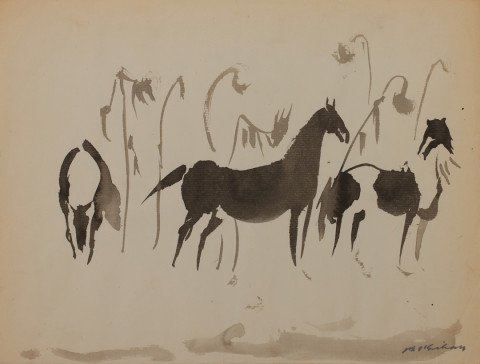 Three Horses Among Sunflowers by Joseph Benjamin O’Sickey