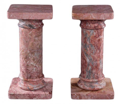A Pair of Red Marble Pedestals