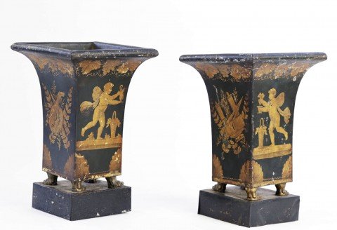 Pair Tole Urns