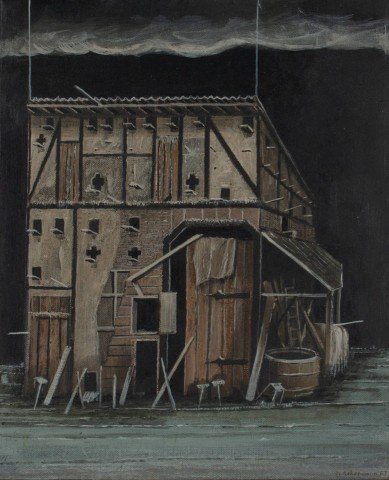 Surreal Nocturnal Stable Scene