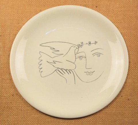 A Picasso Ceramic Charger for Salins-Woman and Dove