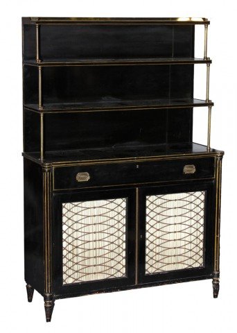 A Regency Style Ebonized Secretary Bookcase