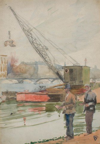 River Dredging Across from Magasins de la Samaritaines by Frank Nelson Wilcox
