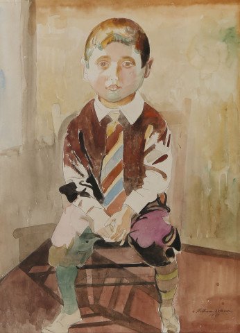 Boy with Striped Necktie by William Sommer (American, 1867-1949)