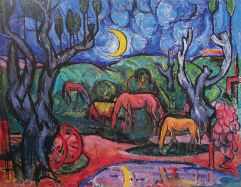 Horses at Moonlight by William Sommer