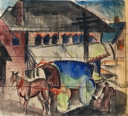 Study for ‘Horse and Covered Cart in Town’ by William Sommer