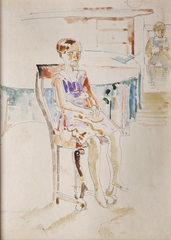 Tired Feet (Portrait of Tess Dominski) by William Sommer (American, 1867-1949)
