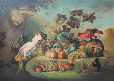 Still Life with Fruit and Birds by 20th Century Italian School