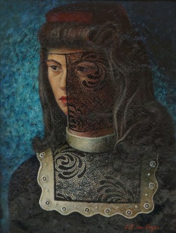 Woman With Veil by Clarence Van Duzer