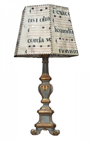 A Venetian Baroque Carved and Painted Wood Pricket Stick fitted as a Table Lamp - 18th century