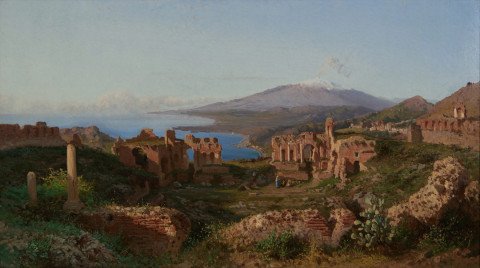 View of Mt. Etna From the Ruins of the Theatre at Taormina by Alessandro La Volpe