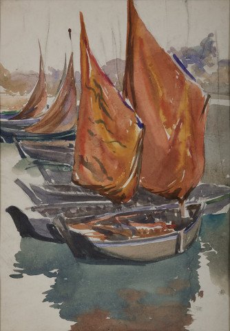 Boats off Concarneau, France by Frank Nelson Wilcox