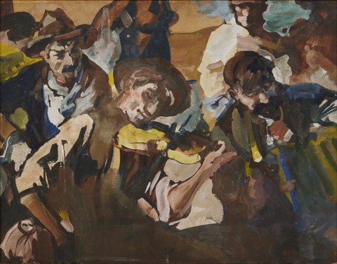 Study for Italian Musicians / Quarrymen in Brecksville by Frank Nelson Wilcox